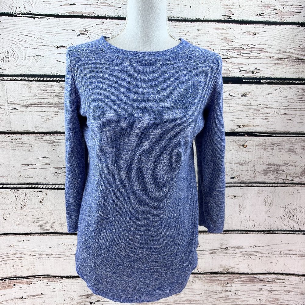 Talbots Women's Top Blouse Blue Long Sleeve Round Neck Small